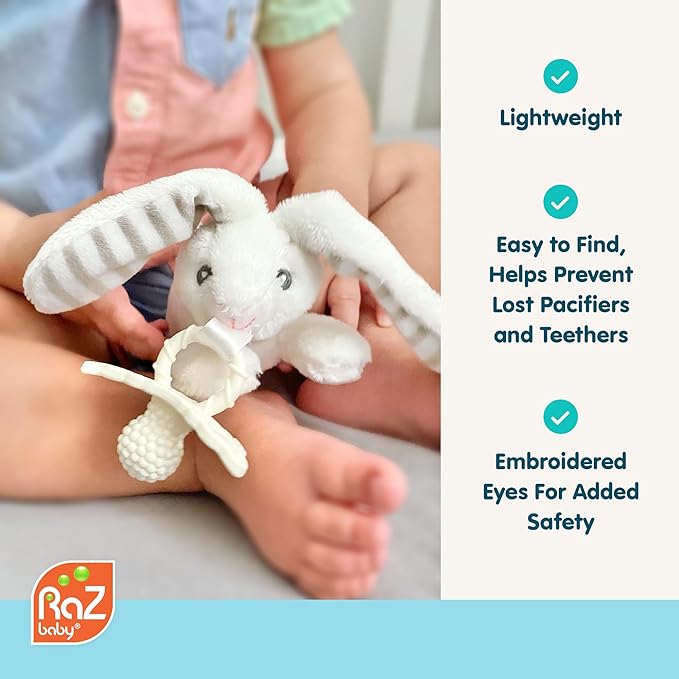 RaZbaby Dragon RaZbuddy w/RaZberry Teething Relief Pacifier ??Soothes Sore Gums w/Nature-Inspired Texture, 100% BPA-Free Silicone Teether, Detachable Stuffed Animal ??3 Months+ Teether, Mint