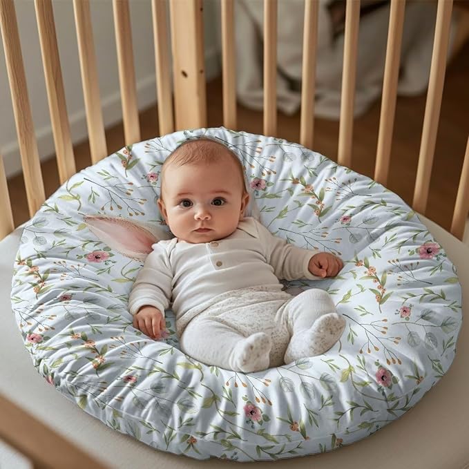 Cute Bunny Nursing Pillow Cover Soft Breathable Feeding Pillow Slipcover for Breastfeeding Moms Fits Standard Infant Nursing Pillow for Boys and Girls Pillow Not Included