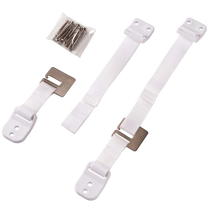 Furniture Wall Strap, White Canvas, 2-Pk.