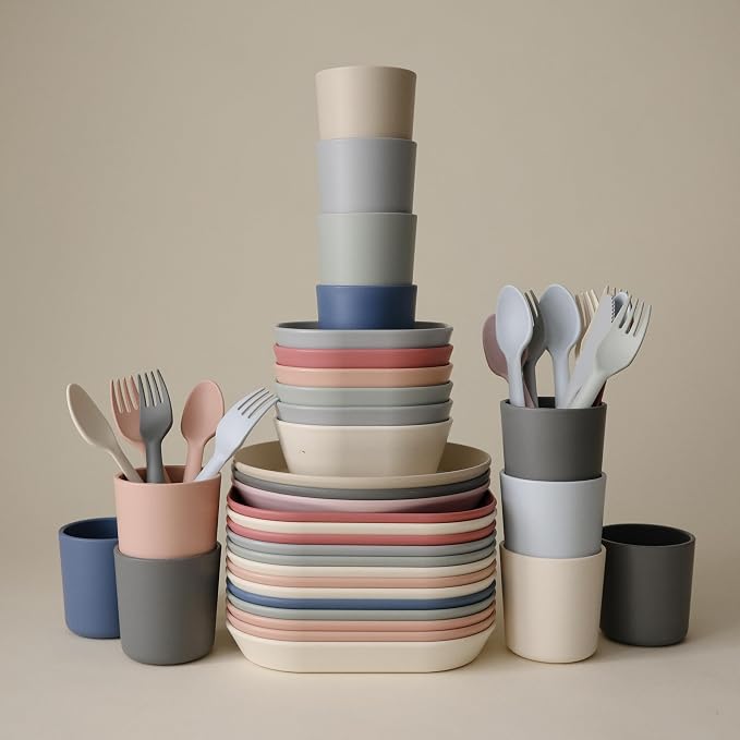 mushie Dinnerware Cutlery Set of 3 For Kids | Made in Denmark (Dusty Rose)