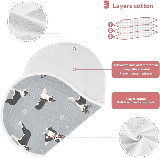Boston Terrier Dog Do Yoga Muslin Burp Cloths for Baby 1 Pack 100% Cotton Baby Washcloths Bibs for Boy Girl