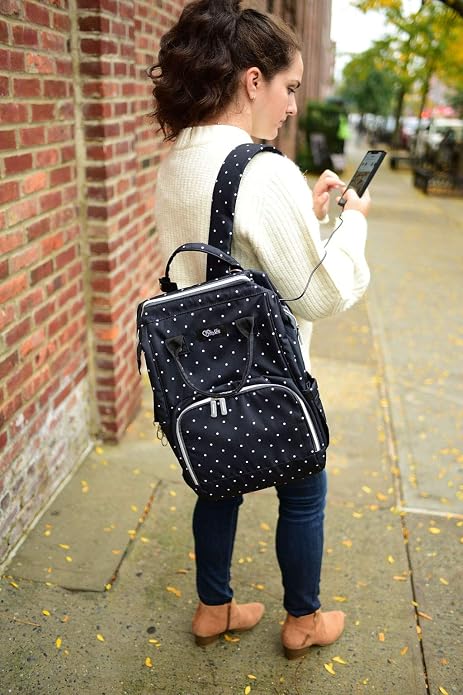 Milky Chic Mommy Diaper Bag- Waterproof USB Charging Port Stroller Straps Changing Pad