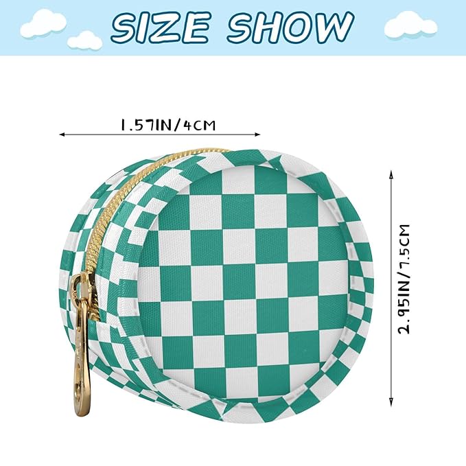 Checkered Plaid Green Pattern Pacifier Holder Case with Metal Clip Portable Pacifier Box for Newborn Baby