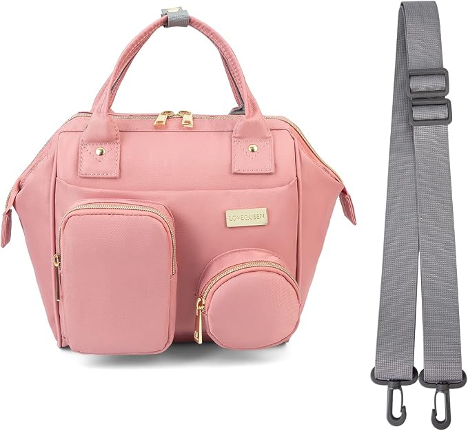 Lmbabter Baby Diaper Bag Backpack Waterproof Multi-Function Convertible Mini Smart Diaper Bag Backpack for Outdoor (Pink)