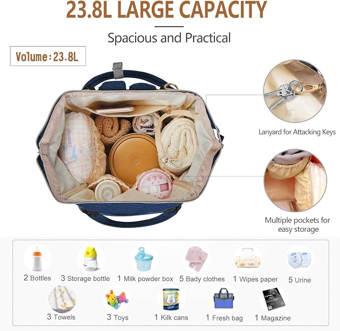 BALCONY & FALCON Multi-Functional Diaper Bag Backpack with Changing Pad Waterproof Nappy Bag