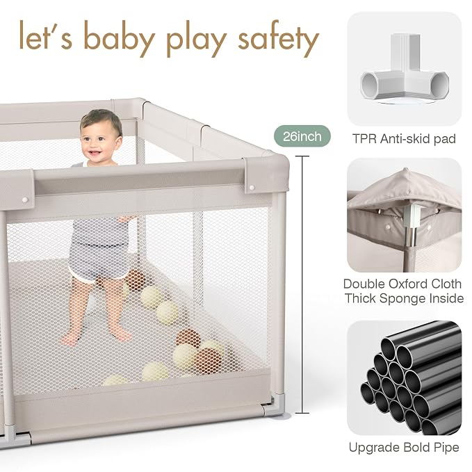 Baby Playpen,Playpen for Babies and Toddlers, Play Pen for Kids, Play Pen for Babies and Toddlers (47 * 47 inch playpen Without mat)