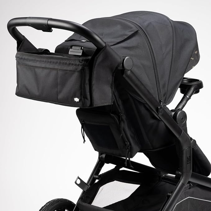 Tactical Baby Gear Stroller Caddy Organizer – Universal Fit Parent Console with Insulated Cup Holders, Cooler Pocket, Front Phone and Keys Storage