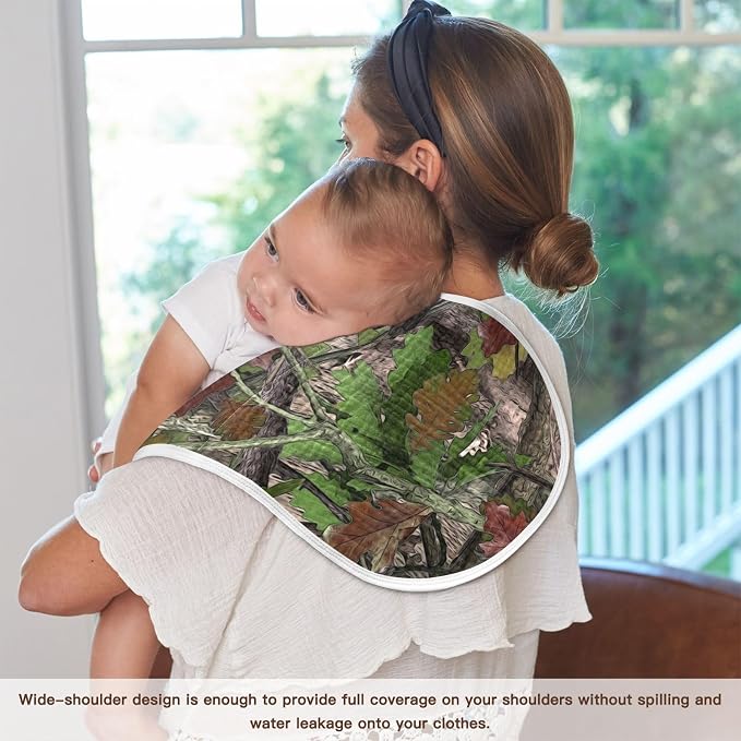 Forest Camo Muslin Burp Cloths for Baby Boys and Girls - 1-Pack Ultra Absorbent Muslin Washcloths, Newborn Towel, Milk Spit Up Rags, Burp Cloth Bib for Unisex, 22 x 11 Inch