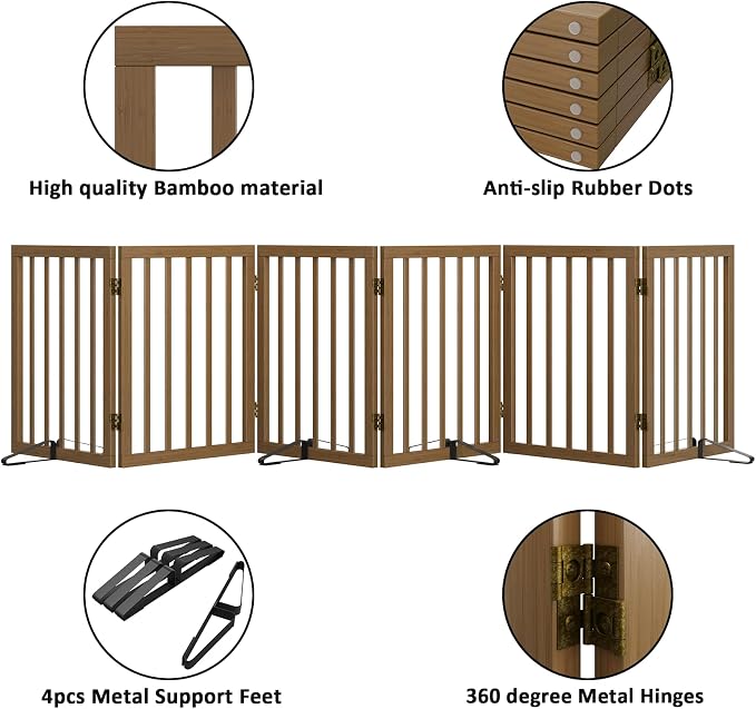 Dog Gate for Stairs,Foldable Dog Gate for Indoor Doorways House,Freestanding Pet Gates for Dogs,Doogie Puppy Fence Gate