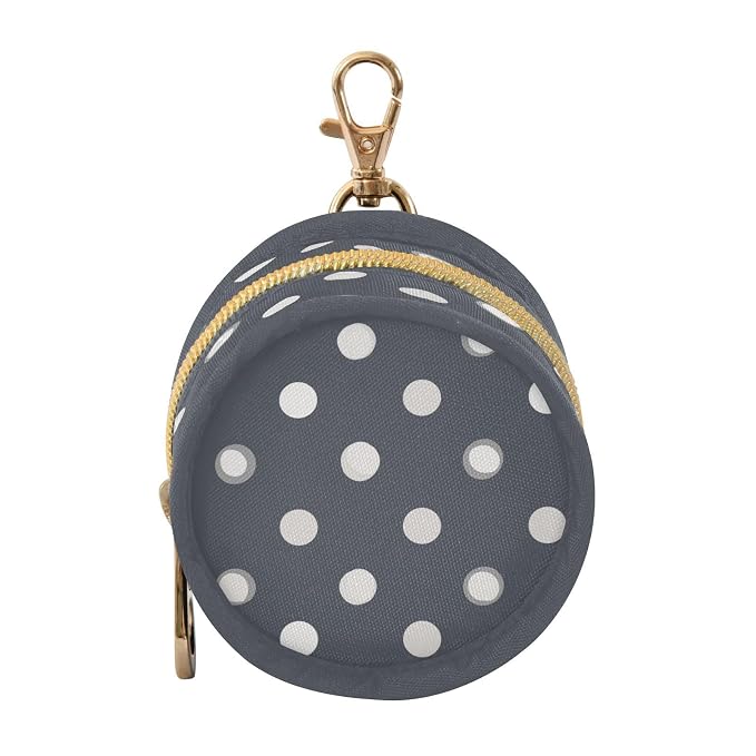 Pacifier Holder with Clip Pacifier Case for Diaper Bag Round Baby Pacifier Pouch Box Bag Portable Grey Polka Dots