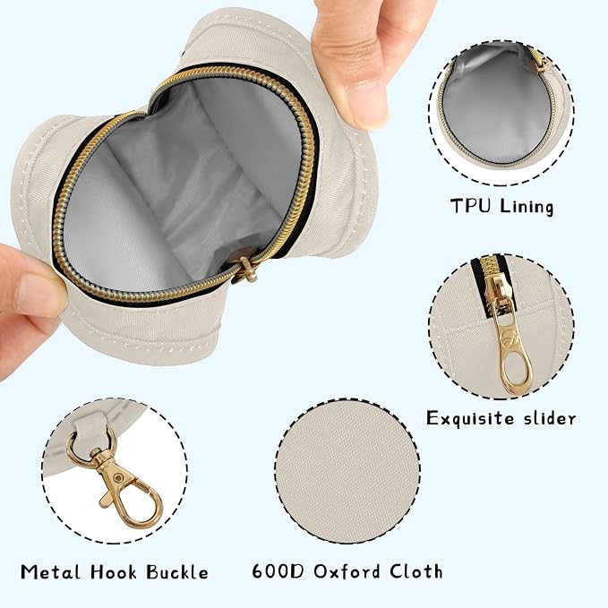 Beige Pacifier Holder Case Newborn Pacifier Storage Pouch for Boys Girls Easy Attach to Diaper Bag Portable Baby Essentials Container