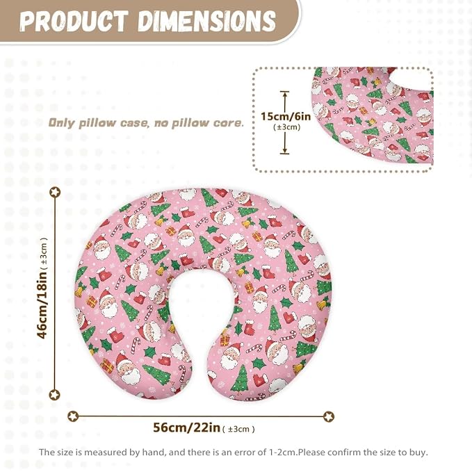 Christmas Santa Claus Sock Breast Feeding Pillow Covers with Hidden Zipper Soft Breathable Nursing Pillow Support Replacement Cover for Home Nursery Room Sofa Christmas Decor