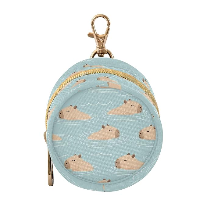 Capybara Blue Pacifier Holder Case Newborn Pacifier Storage Pouch for Boys Girls Easy Attach to Diaper Bag Portable Baby Essentials Container