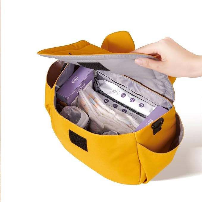 SUNVENO Kitty Stroller Organizer Bag ??Universal Baby Stroller Caddy with 2 Cup Holders, Adjustable Straps, Waterproof Oxford, Lightweight Travel Accessory for Strollers, Prams & Pushchairs,Yellow