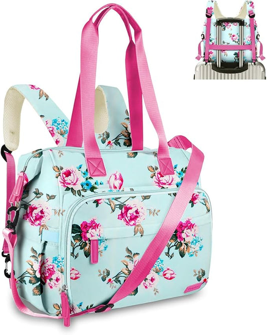 Pripher Diaper Bag Backpack Mommy Bag Large Capacity Diaper Backpack Travel Essential Baby Diaper Bag for Mom and Dad, Blue Floral