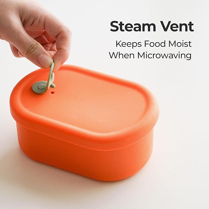 Premium Korean-Made Silicone Airtight Food Container with Steam Vent ??BPA Free, Leakproof, Microwave & Freezer Safe Meal Prep. & Leftovers Storage (Violet, 17 floz)