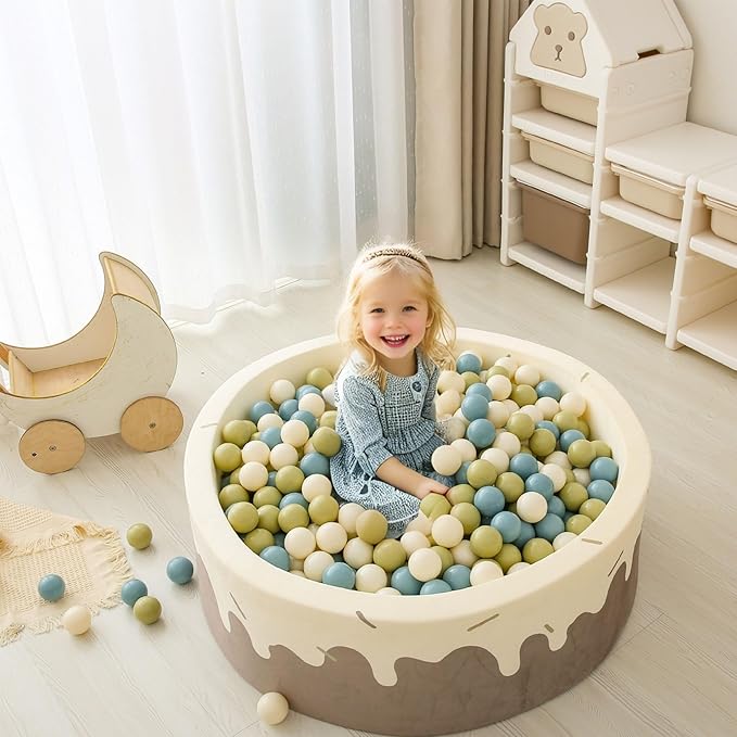 GOGOSO Ball Pit Balls - 2.15inch Plasticsball for Kids Toddlers Birthday Gifts, Summer Vibrant Colors Visual Stimulation Xmas Decor,100pcs Creamy Green+Creamy Blue+ Soft White