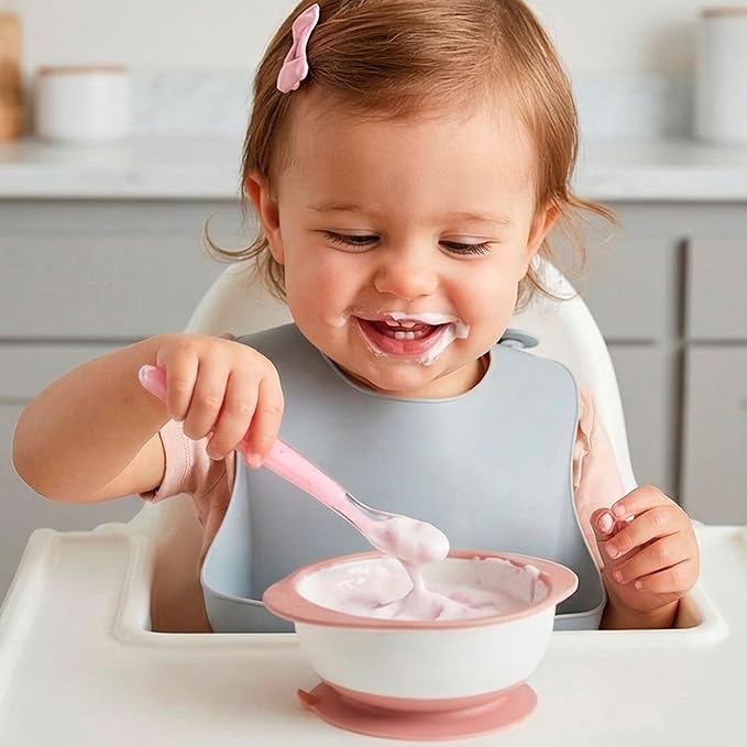 Primo Passi - Baby Infant Toddler Best Soft - Tip Silicone Feeding Spoons I First Stage Training I Gum Friendly 4 Pack Gift Set I Gift Idea for Girls and Boys I BPA Free Baby Utensils - (Girl&Yellow)