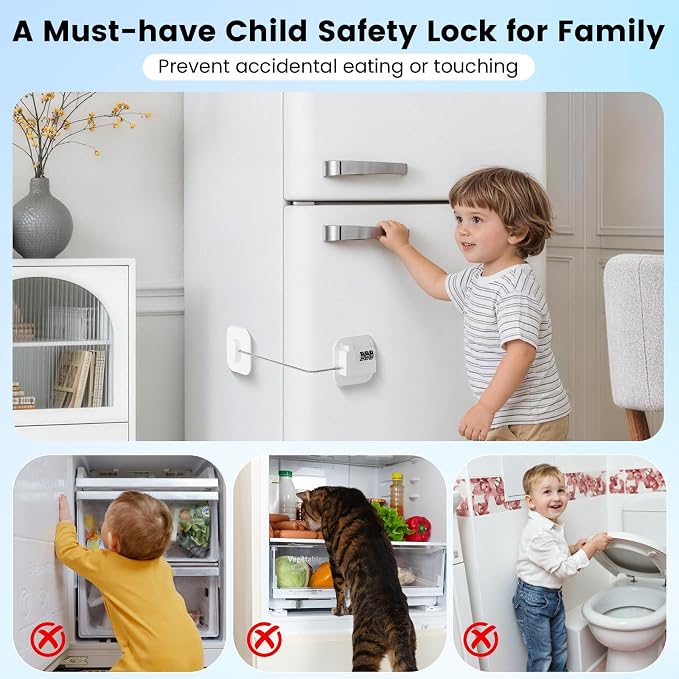 1PC Fridge Lock with Code, Refrigerator Locks, Cabinet Locks Baby Proofing, Combination Lock for Refrigerator, Freezer, Closets, Cabinets, Drawers, Doors and Windows, NO Drilling
