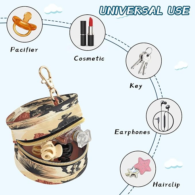 Western Cowboy Pacifier Holder Case for Newborns Portable Travel Pacifier Storage Container for Diaper Bags