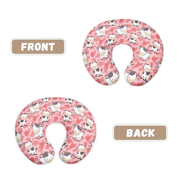 Forchrinse Cartoon Cow Nursing Pillow Cover Stretch Soft Pillow Slipcover for Breastfeeding Mom Cute Nursing Pillow Slipcover for Baby Boys Girls