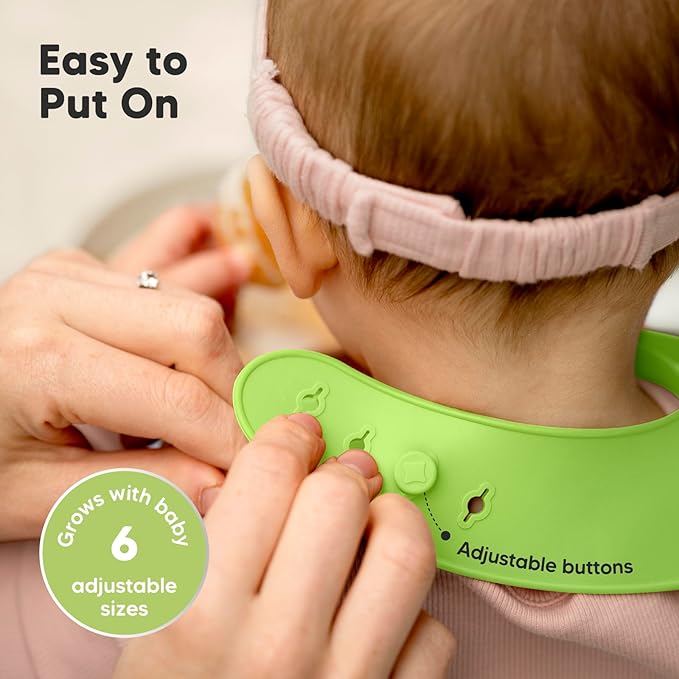 KeaBabies 2-Pack Silicone Bibs for Babies, Toddlers Girl, Boy ??Sturdy Food-Grade Baby Bibs for Eating, Large Food Catcher, Clean & Put On Easily, Waterproof Toddler Feeding Essentials (Cloud Nine)