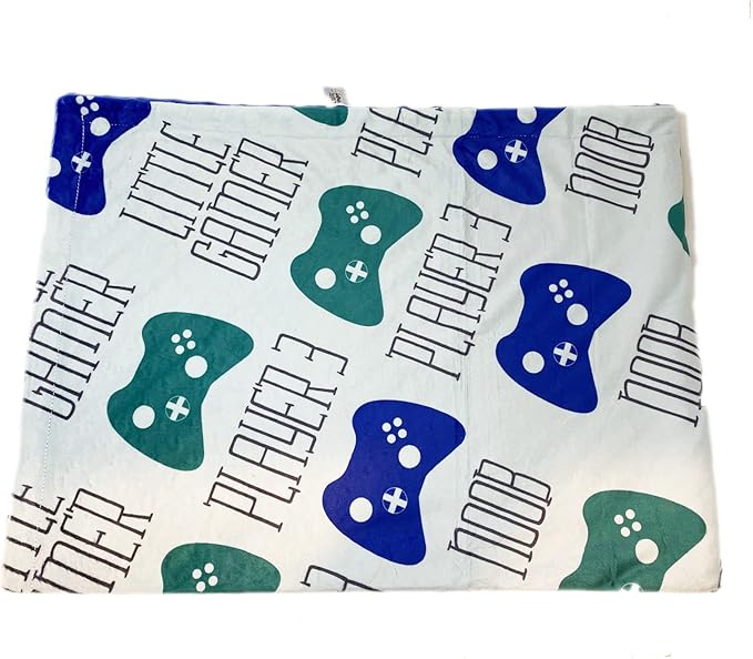 Baby Little Video Gamer Game Remote Minky Receiving Blanket Super Soft Swaddle Gift Noob Player 3 Double Layer Dotted Back 30 x 40 Inch
