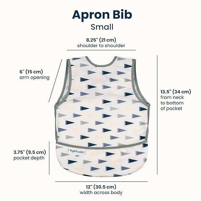 Tiny Twinkle Mess Proof Baby Bib for Girls | Waterproof Toddler Bib for Eating | Baby Apron for Feeding | Machine Washable | Perfect Shower Gift (Varsity Flags, 6??4M)