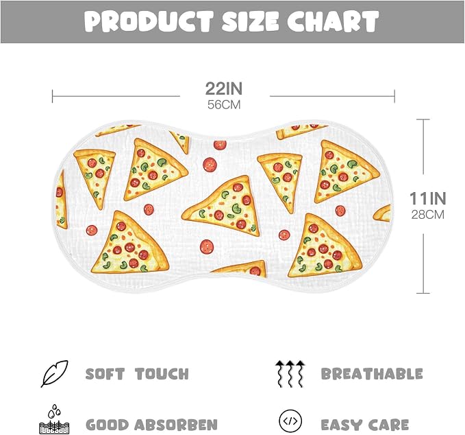 vvfelixl Delicious Sliced Pizza Burp Cloths for Baby Boy Girls Baby Washcloths Burp Rags 1 Pack