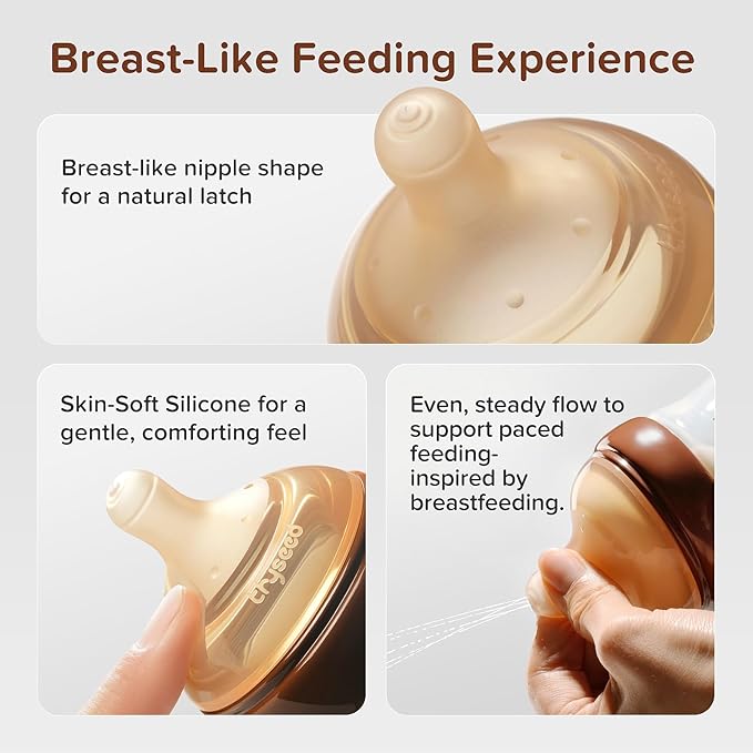 Thyseed PPSU Anti-Colic Baby Bottle, Breast-Like Slow Flow Nipple for Breastfed Babies (1m+), 5 oz/160 mL, 1 Pack