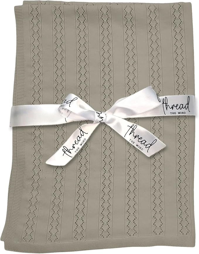 The Vintage Blanket - 100% Organic Cotton Baby Blanket, American Made, 30x40in - Bassinet, Crib, Stroller - Gift Registry Baby Shower for Newborns and Kids (Beige)