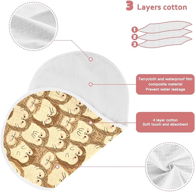 vvfelixl Baby Burp Cloths Cute Hedgehog Baby Newborn Cotton Burping Cloths Set Baby Washcloths 4 Pack
