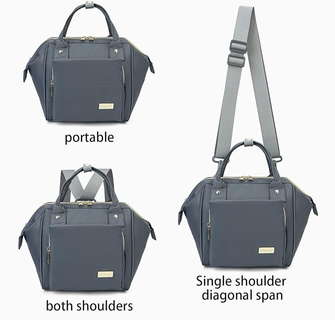Lmbabter Baby Diaper Bag Nappy Backpack Waterproof Multi-Function Convertible Mini Smart Diaper Bag Backpack for Outdoor (Grey)