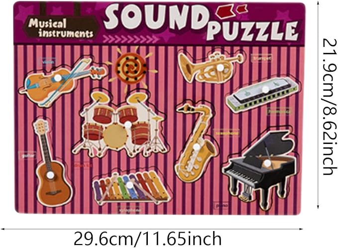 Wooden Peg Puzzle Children Puzzle for Kids Girls and Boys, Music