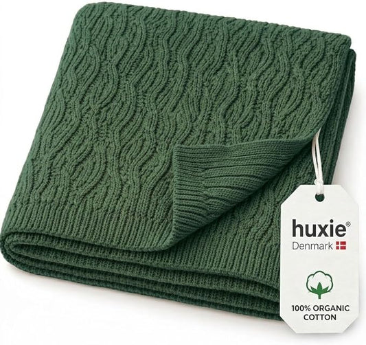 100% Organic Cotton Baby Boy Quilt Blanket for Sensitive Skin | Machine Washable Swaddle Blanket for Cribs, Car Seats & Strollers | Soft & Cozy (Forrest Green)