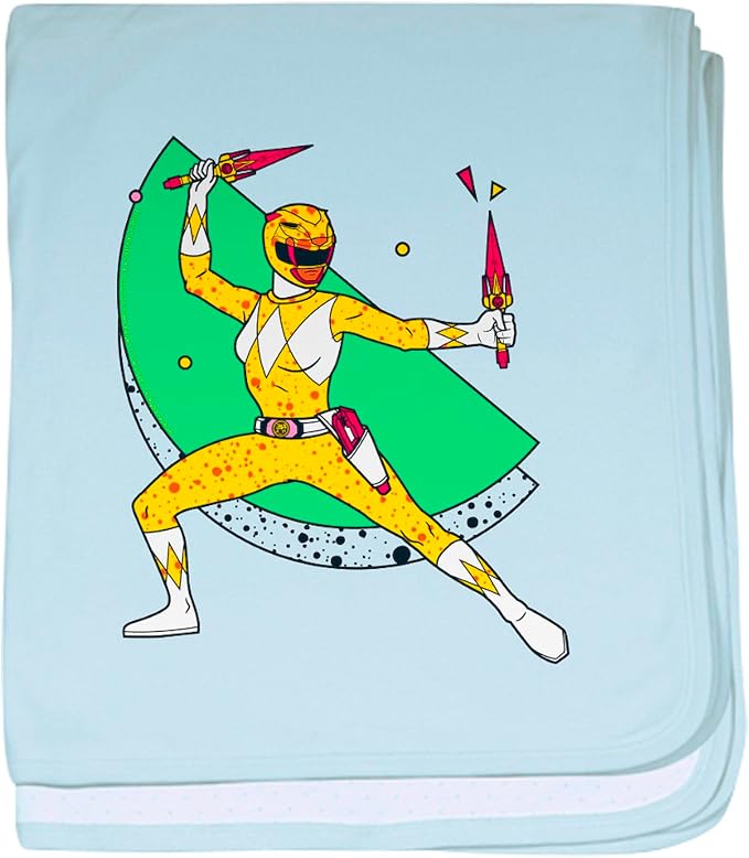 CafePress Power Rangers Yellow Ranger with Dagg Baby Blanket, Super Soft Newborn Swaddle