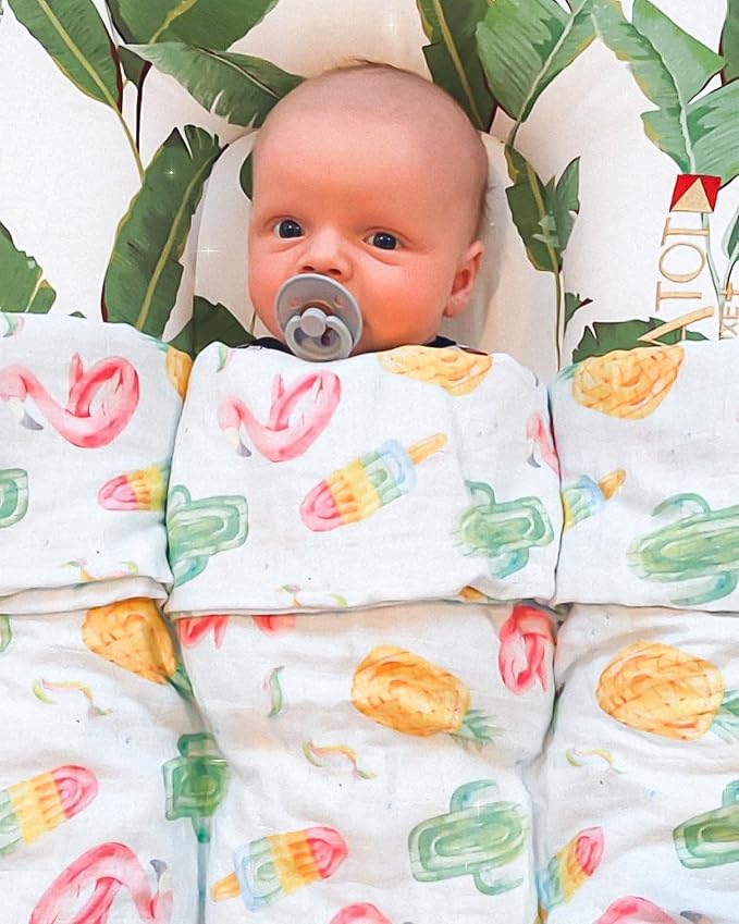 immispace - Ultra Soft Swaddle Blanket | Muslin Blankets for Girls & Boys | Newborns & Infants Gifts | 30% Organic Cotton + 70% Rayon | Large 47" x 47" | Machine Washable (Floaties)