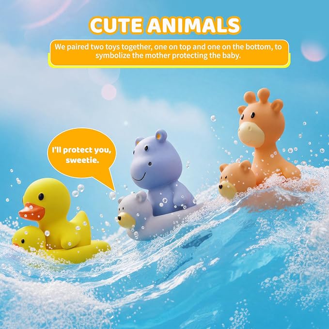 Tiny Marvels Baby Bath Toys for 6 Months & Up, Mold Free No Hole Bath Toys, BPA Free Floating Toddler Bath Toys, Safe Kids Bath Toys for Tub & Pool