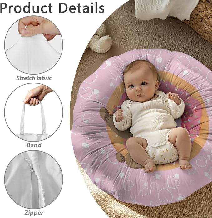 Donut Sloth Pillow Cover Breastfeeding Pillow Slipcover for Baby Boys & Girls Nursing Pillow Case for Newborn Soft Fabric Fits Snug On Infant Washable & Breathable