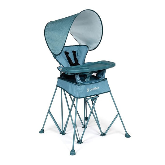 Baby Delight Go with Me Uplift Deluxe Portable High Chair | Travel High Chair | Sun Canopy | Indoor and Outdoor | Blue Wave