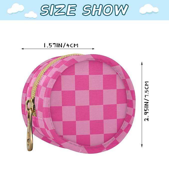 Checkerboard Pink Plaid Print Pacifier Holder Case with Clip Paci Holder Pacifier Storage Case Container Portable for Diaper Bag Newborn Girl Boy Essentials