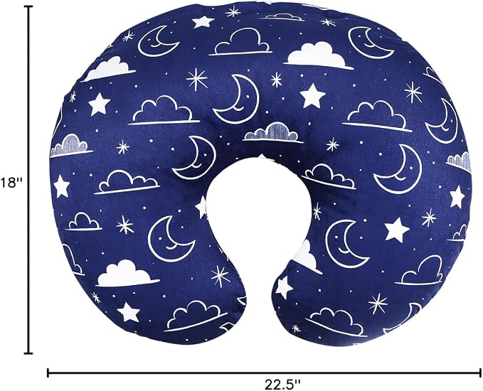IBraFashion Nursing Pillow Cover Fits for Boppy Nursing Pillow Original, Nursing Slipcovers for Breastfeeding Mom Breathable & Skin-Friendly, Navy Blue Stars and Clouds Nursing Covers