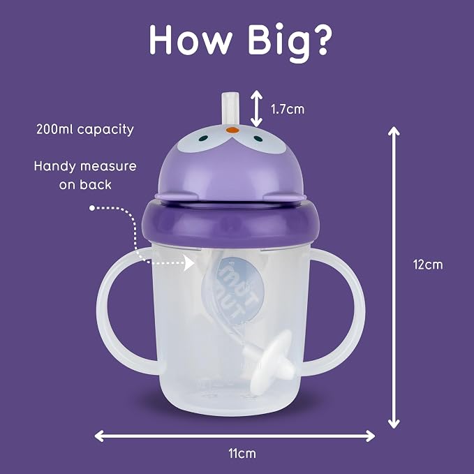 TUM TUM Tippy Up Free Flow Sippy Cup (No Valve), Sippy Cup for Toddlers, BPA Free (Olivia Owl 200ml)