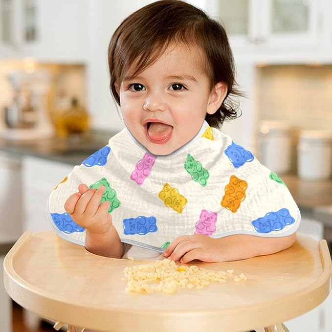 vvfelixl Baby Burp Cloths Colorful Gummy Bears Baby Newborn Cotton Burping Cloths Set Baby Washcloths 4 Pack