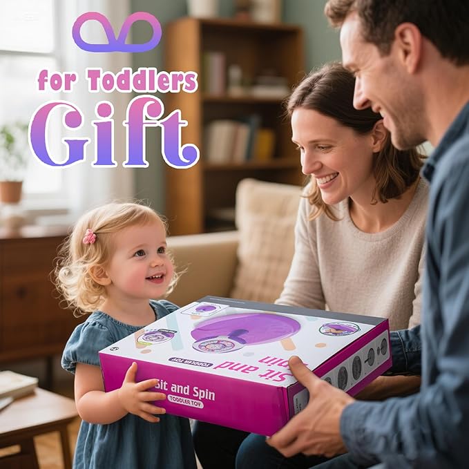 VROGTIK Sit and Spin Toys for Toddlers 1-3 Girls, 360° Toddler Spinning Seat with LED Lights and Music Christmas Birthday Gift for 1 2 3 Years Old Girl Sensory Toys Toddler Activities