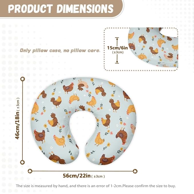 Cute Chicken Nursing Pillow Cover Ultra Soft Comfortable Newborn Nursing Pillow Case Washable and Easy to Clean