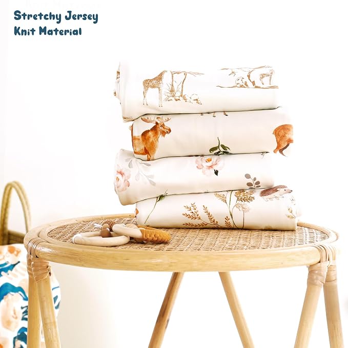 GRSSDER Baby Blankets Super Soft Stretchy Jersey Knit Swaddle Blanket for Baby Girls, Stylish Double Layer Receiving Blankets 34 x 44 Extra Large for Swaddling, Elk Animals
