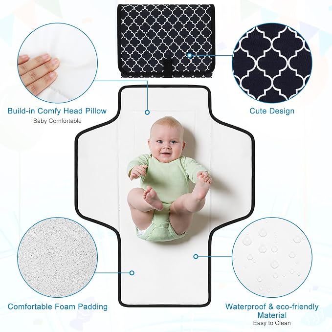 Accmor Portable Diaper Changing Pad, Waterproof Baby Changing Mat, Foldable Travel Diaper Changing Pads for Baby
