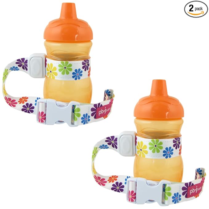 PBnJ Baby SippyPal Sippy Cup Holder Strap Leash Tether (Flower 2-Pack)