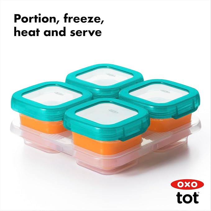OXO Tot Baby Blocks Freezer Storage Containers Teal (4 Oz)